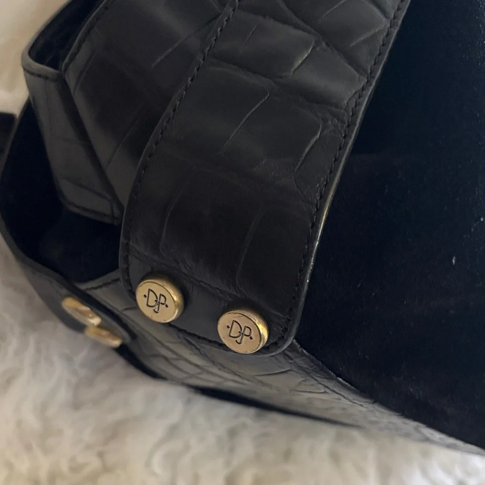 Donald J. Pliner Black Textured Shoulder Bag